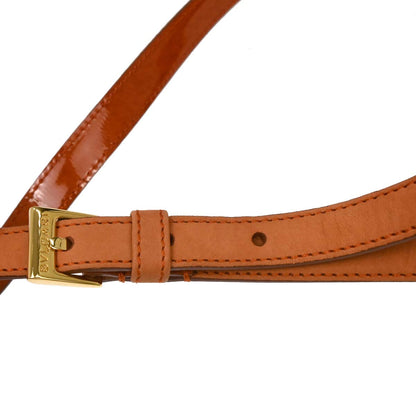 Bvlgari Orange Suede Patent Leather Handbag