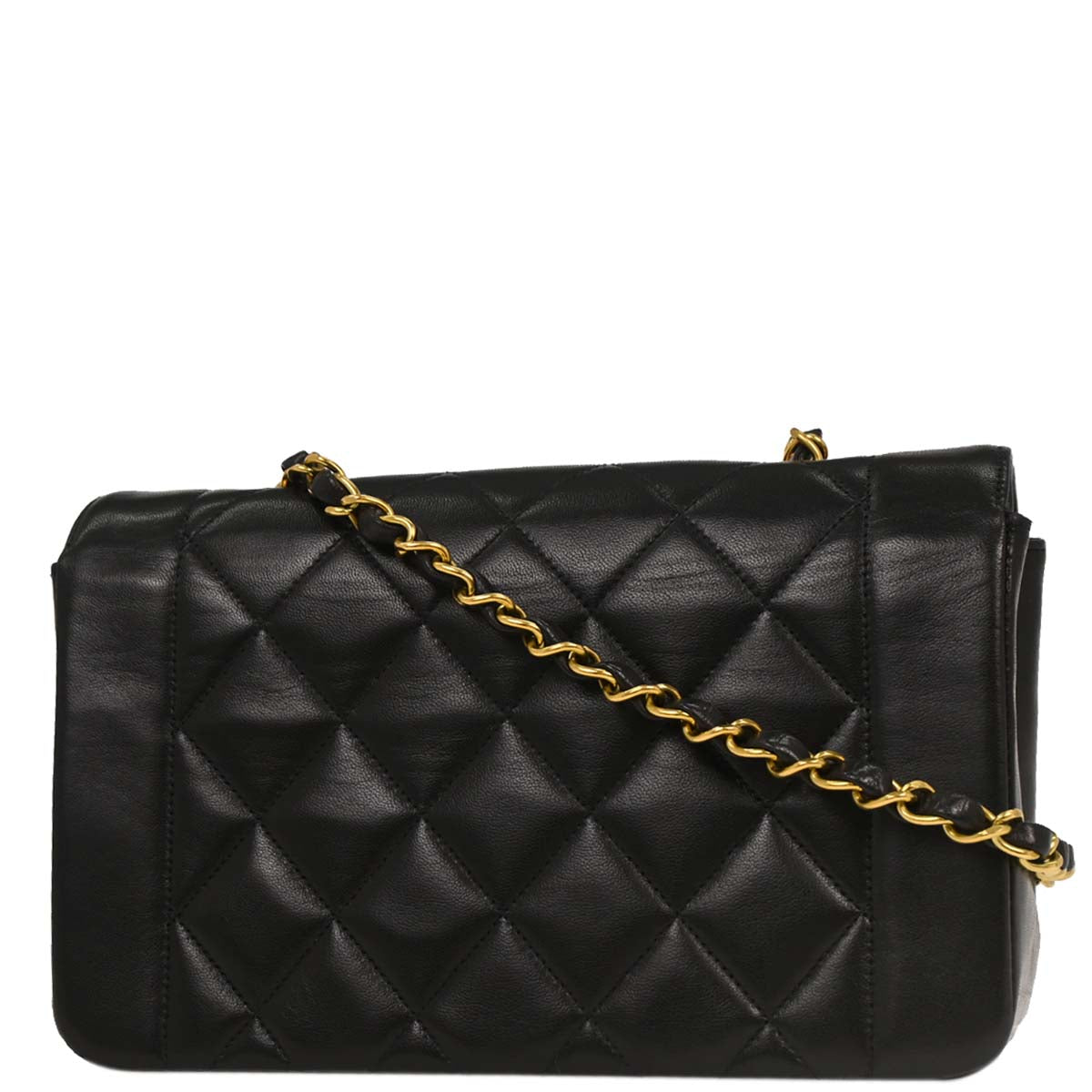 Chanel 1994-1996 Black Lambskin Small Diana Shoulder Bag