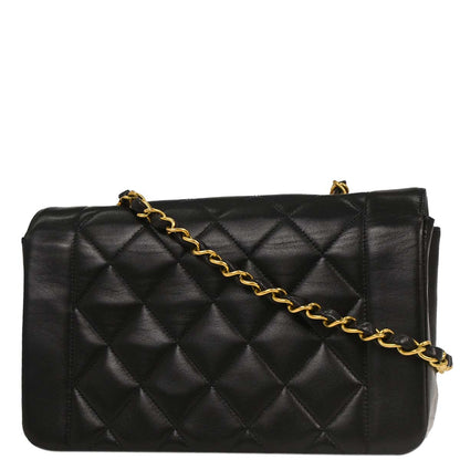Chanel 1994-1996 Black Lambskin Small Diana Shoulder Bag