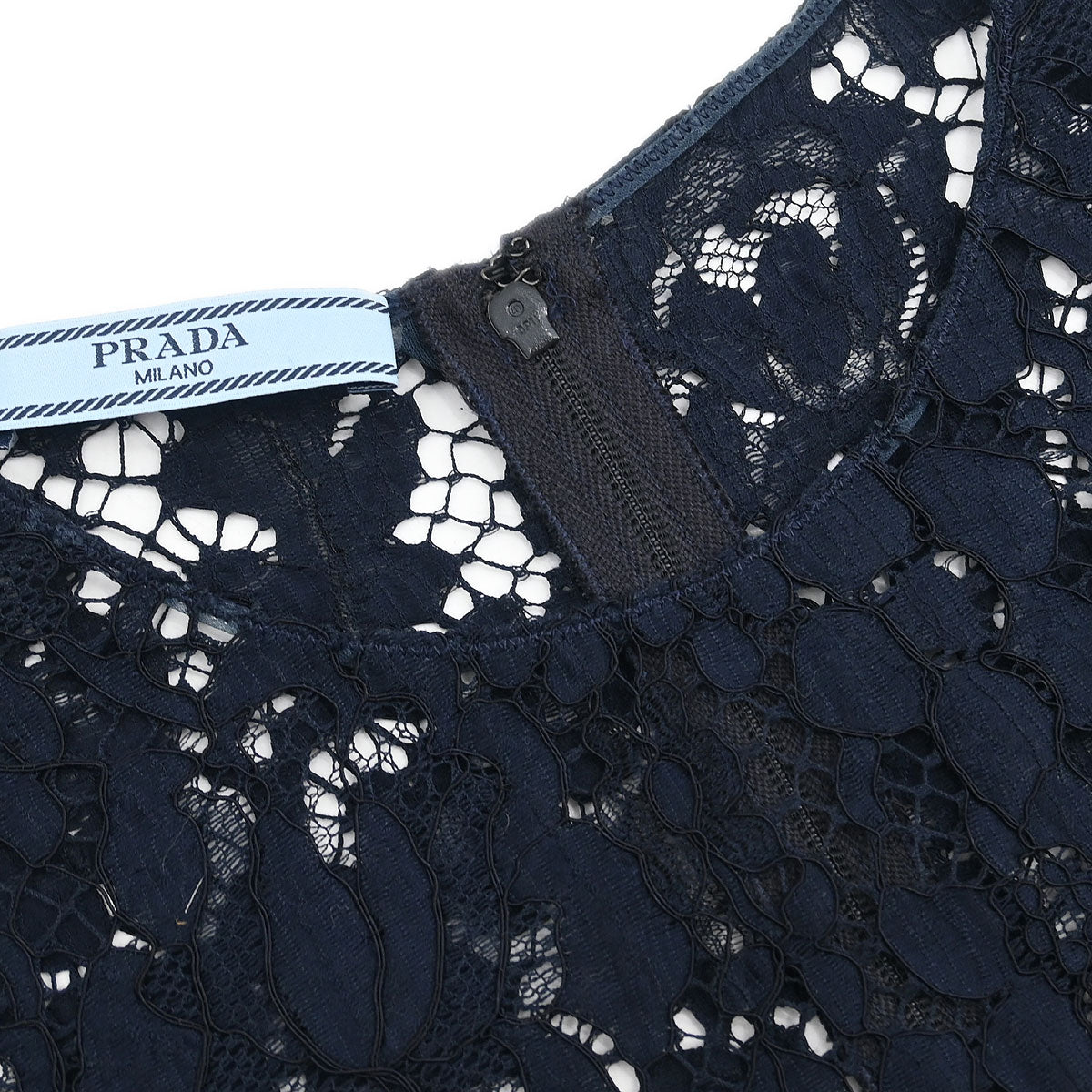 Prada 2015 Short Sleeve Lace Top Navy #42
