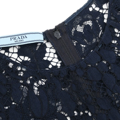 Prada 2015 Short Sleeve Lace Top Navy #42