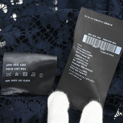 Prada 2015 Short Sleeve Lace Top Navy #42