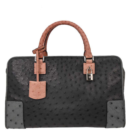 Loewe * Navy Ostrich Amazona 36 Handbag