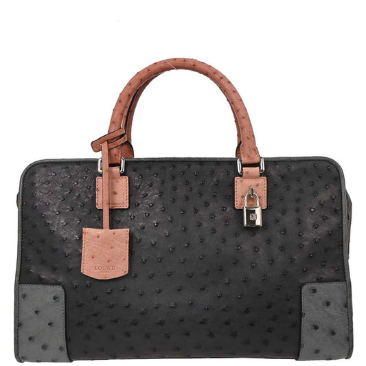 Loewe * Navy Ostrich Amazona 36 Handbag