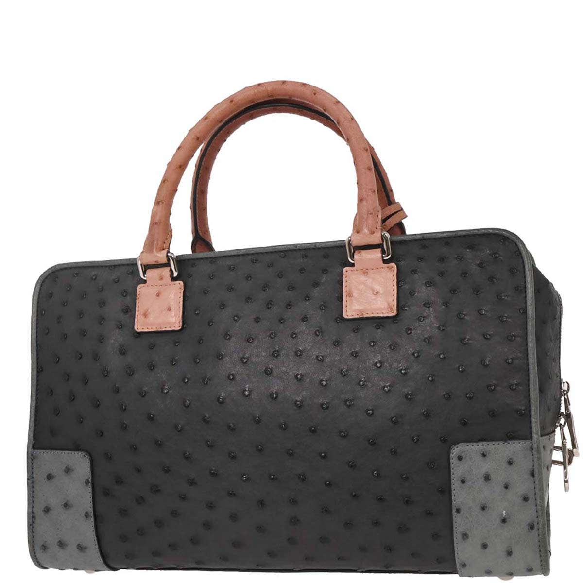 Loewe * Navy Ostrich Amazona 36 Handbag