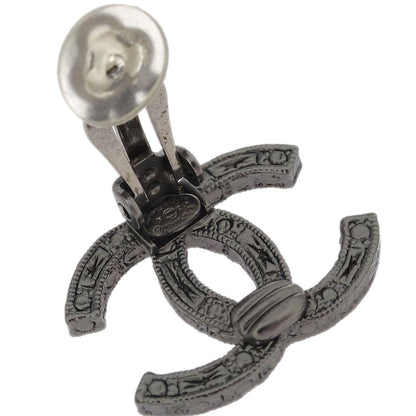 Chanel CC Earrings Clip-On Silver Rhinestone 13K