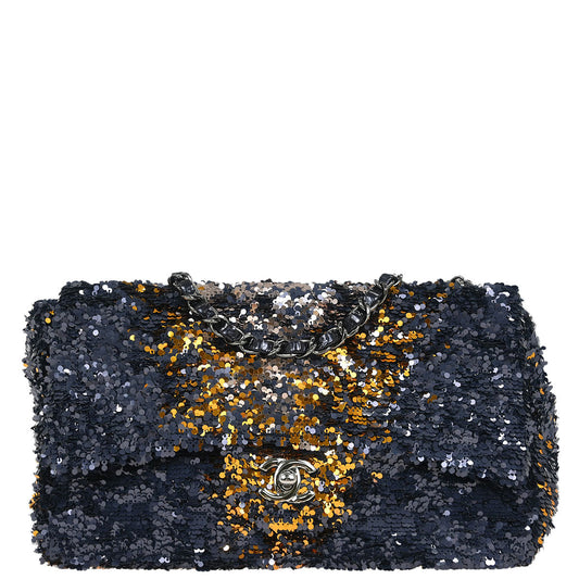 Chanel 2018-2019 Navy Sequins Shoulder Bag