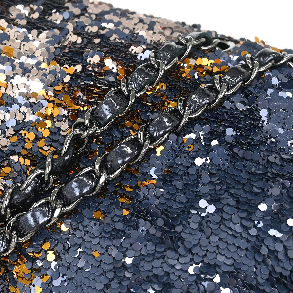 Chanel 2018-2019 Navy Sequins Shoulder Bag