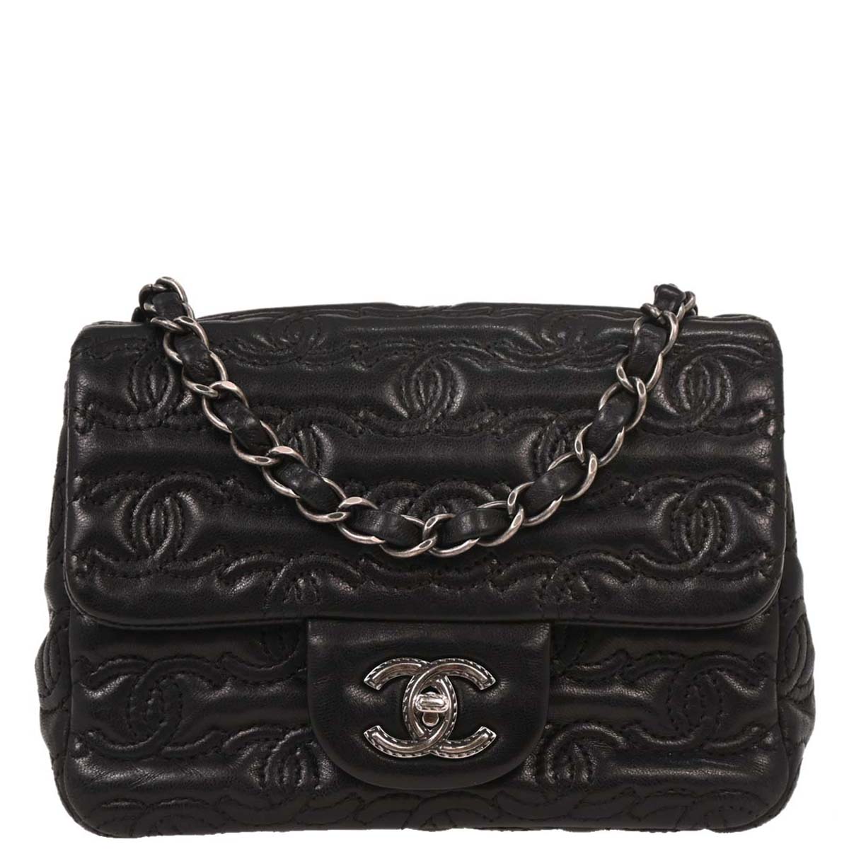 Chanel 2016-2017 Black Lambskin Mini Classic Square Flap Bag 17