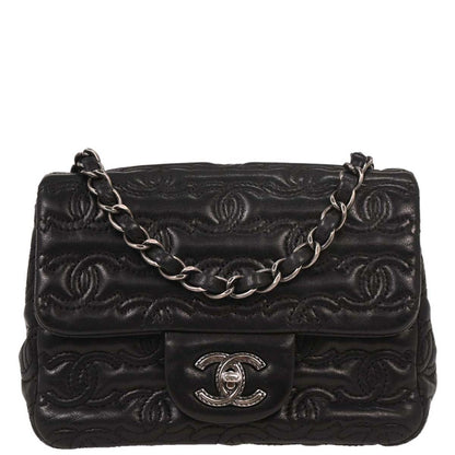 Chanel 2016-2017 Black Lambskin Mini Classic Square Flap Bag 17