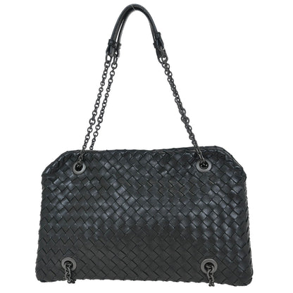 Bottega Veneta Black Intrecciato Chain Handbag