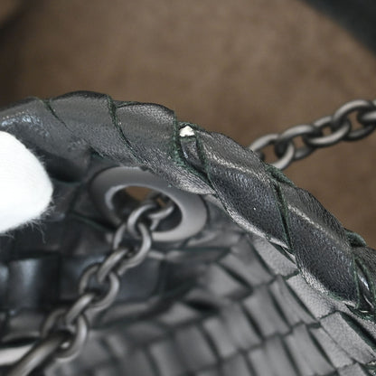 Bottega Veneta Black Intrecciato Chain Handbag