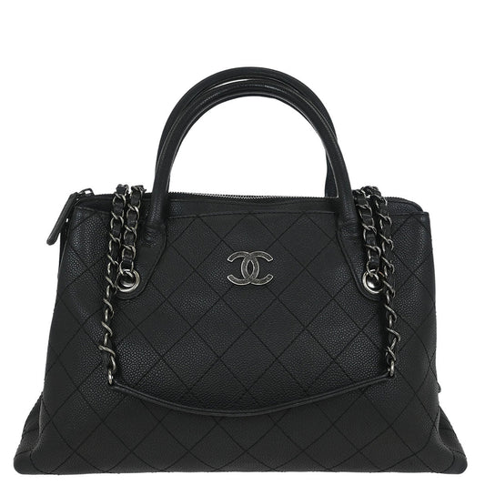 Chanel 2016-2017 Black Caviar Urban Shopping Tote 2way Shoulder Handbag