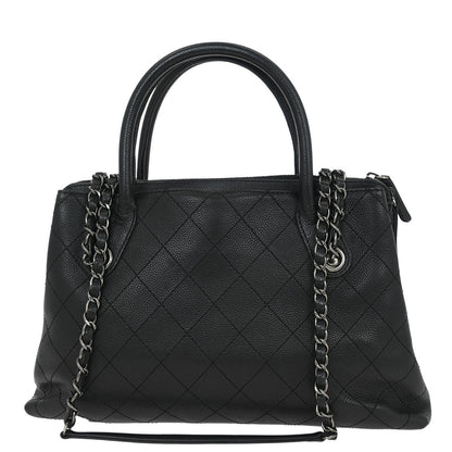 Chanel 2016-2017 Black Caviar Urban Shopping Tote 2way Shoulder Handbag