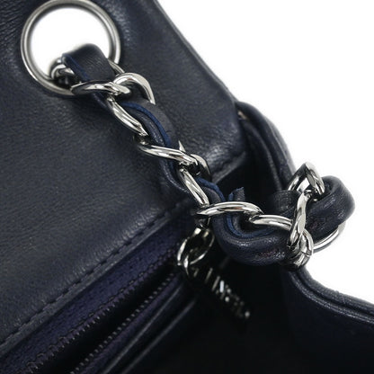 Chanel 2017 Navy Lambskin Mini Classic Square Flap Shoulder Bag 17