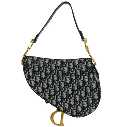 Christian Dior Navy Oblique Trotter Saddle Handbag