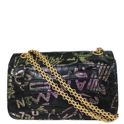 Chanel 2019 Black Embossed Leather Mademoiselle Lock Graffiti Shoulder Bag