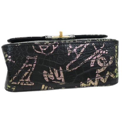 Chanel 2019 Black Embossed Leather Mademoiselle Lock Graffiti Shoulder Bag