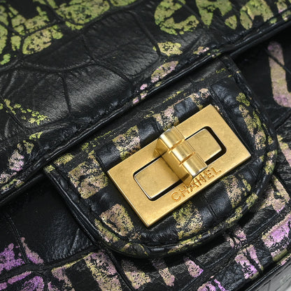 Chanel 2019 Black Embossed Leather Mademoiselle Lock Graffiti Shoulder Bag