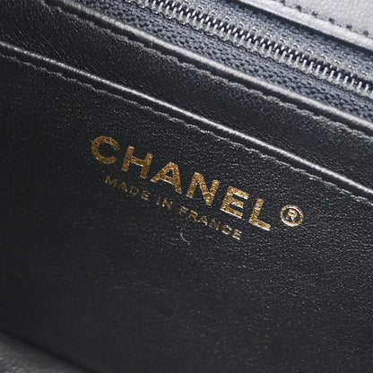 Chanel 2019 Black Embossed Leather Mademoiselle Lock Graffiti Shoulder Bag