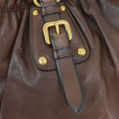 Prada Brown Calfskin 2way Shoulder Handbag BR4259