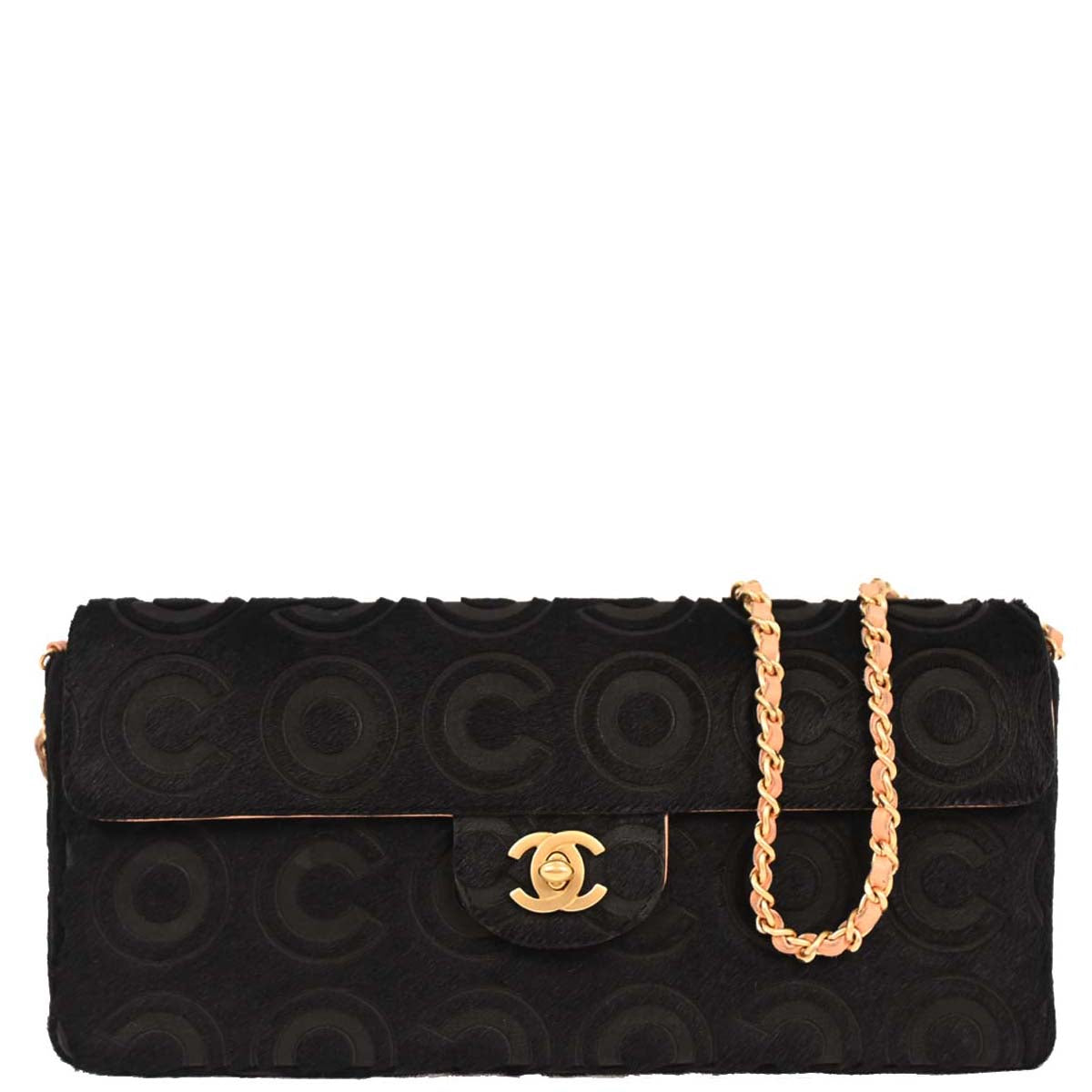 Chanel * 2000-2001 Black Pony Hair East West Shoulder Bag