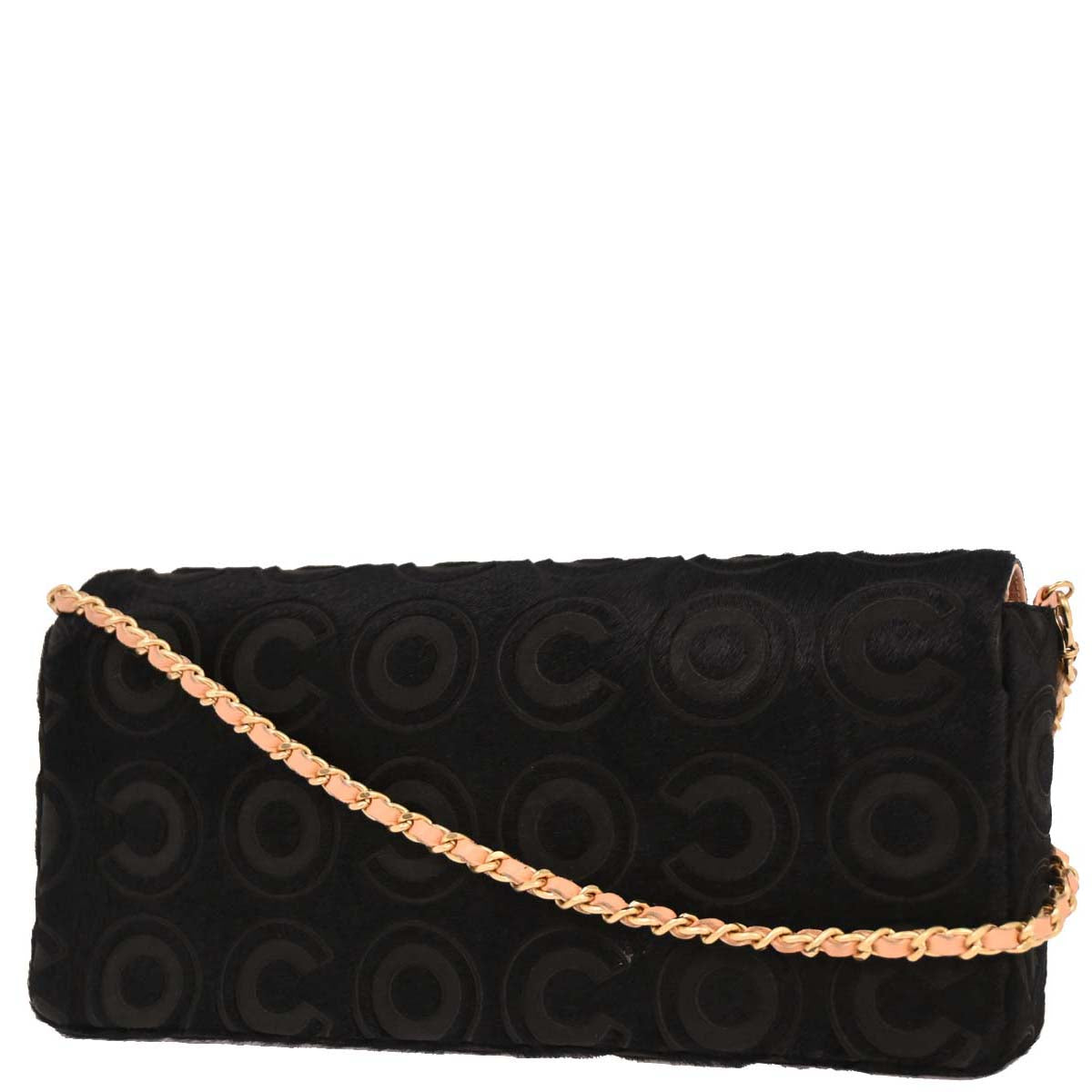 Chanel * 2000-2001 Black Pony Hair East West Shoulder Bag