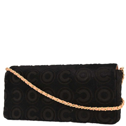 Chanel * 2000-2001 Black Pony Hair East West Shoulder Bag