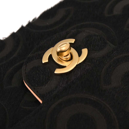 Chanel * 2000-2001 Black Pony Hair East West Shoulder Bag