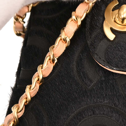 Chanel * 2000-2001 Black Pony Hair East West Shoulder Bag