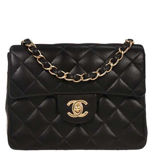 Chanel 2004-2005 Black Lambskin Mini Classic Square Flap Shoulder Bag 17