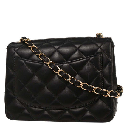 Chanel 2004-2005 Black Lambskin Mini Classic Square Flap Shoulder Bag 17