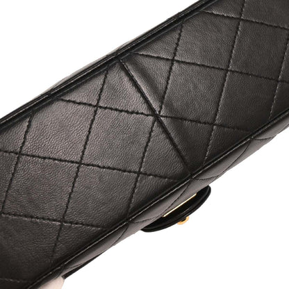 Chanel 1989-1991 Black Lambskin Classic Square Flap Shoulder Bag 20
