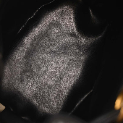 Chanel 1986-1988 Black Lambskin Bicolore Bucket Shoulder Bag