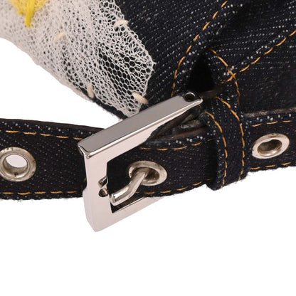 Fendi Navy Denim Floral Baguette Handbag