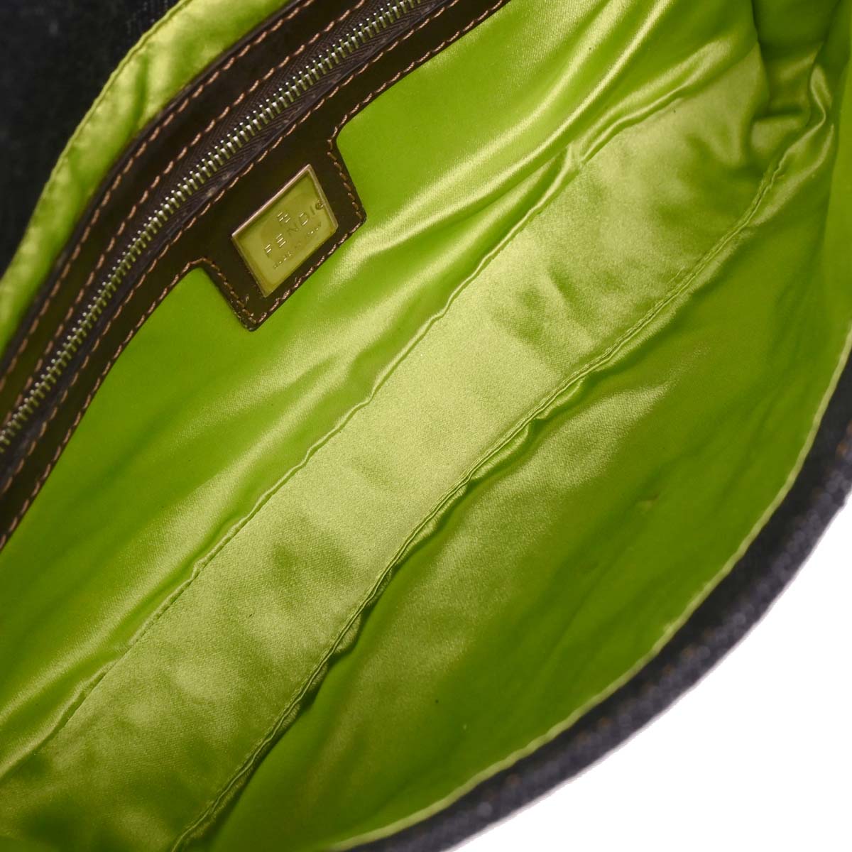 Fendi Navy Denim Floral Baguette Handbag