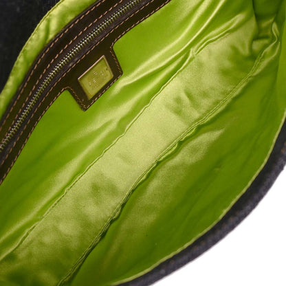 Fendi Navy Denim Floral Baguette Handbag