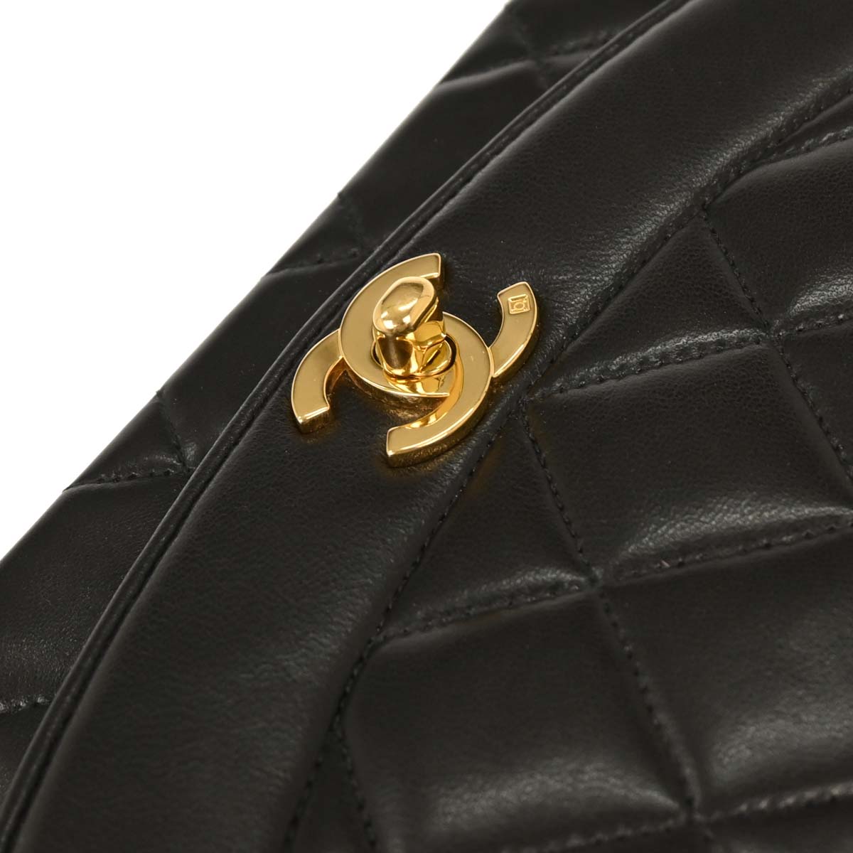 Chanel 1991-1994 Black Lambskin Small Diana Shoulder Bag