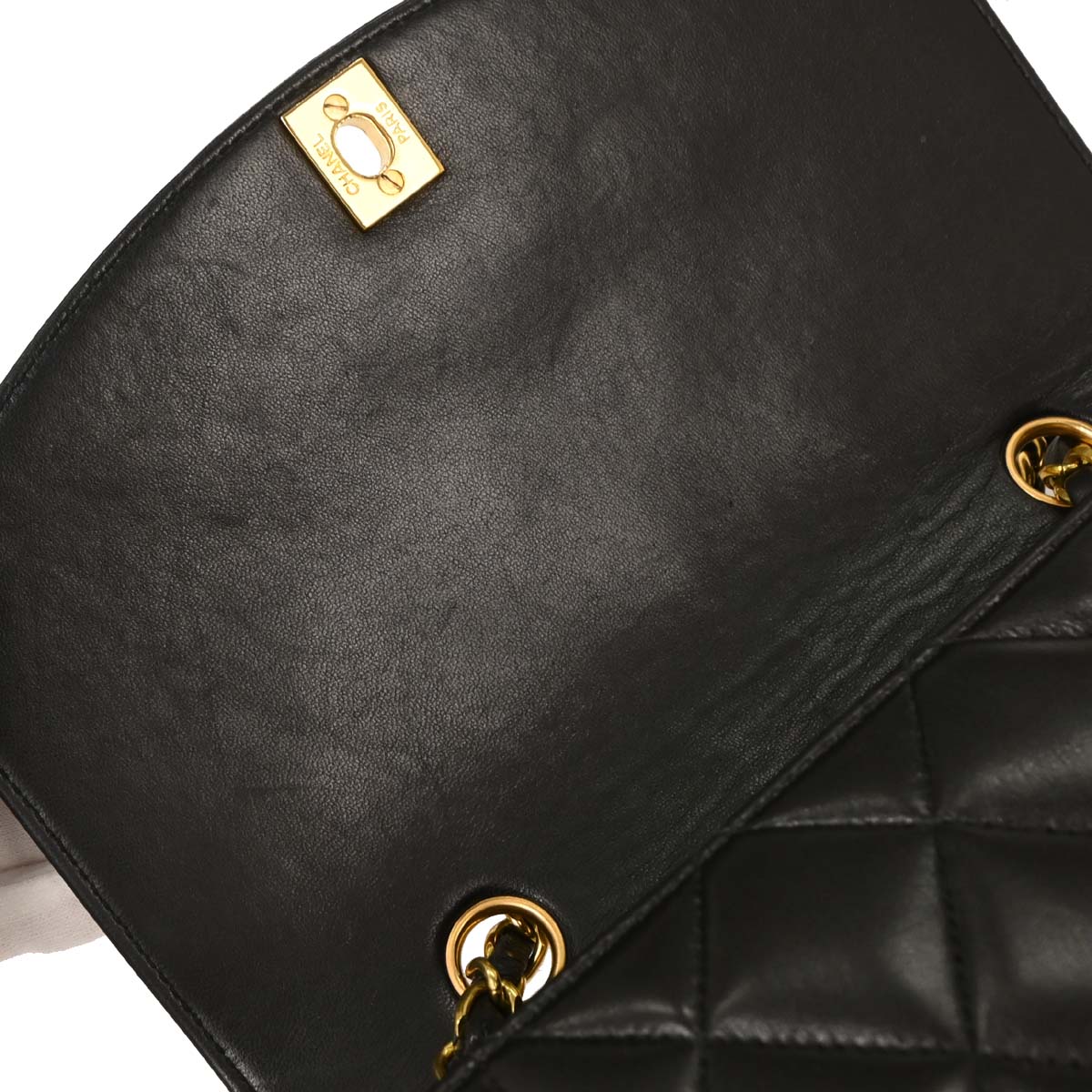 Chanel 1991-1994 Black Lambskin Small Diana Shoulder Bag