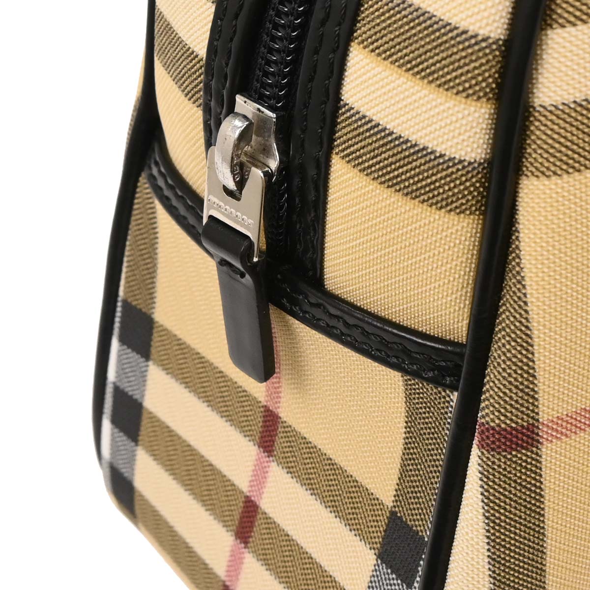 Burberry Beige Black PVC Burberry Check Handbag