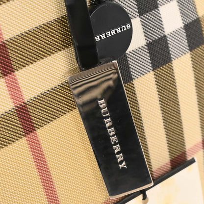Burberry Beige Black PVC Burberry Check Handbag