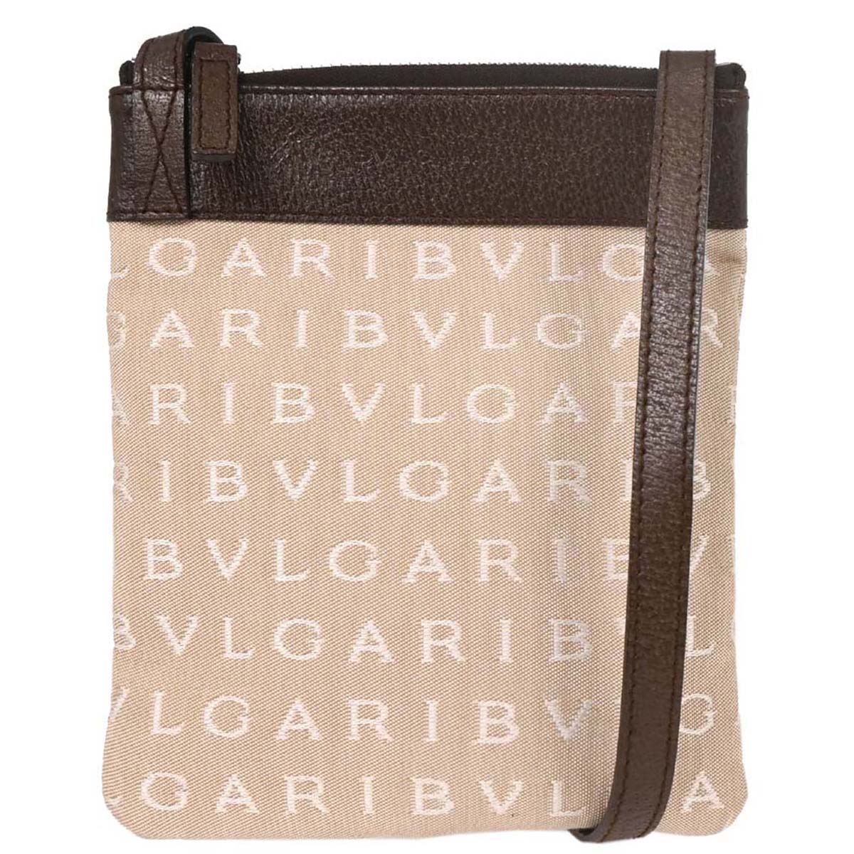 Bvlgari Beige Canvas Logomania Shoulder Bag