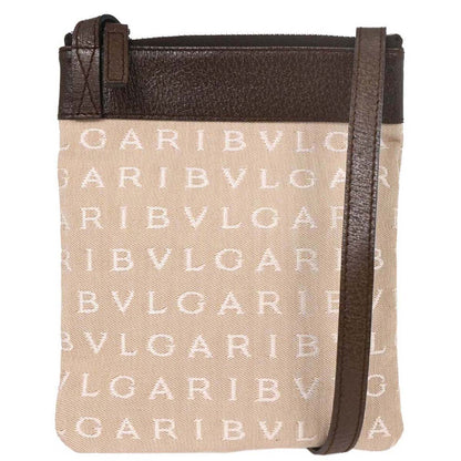 Bvlgari Beige Canvas Logomania Shoulder Bag