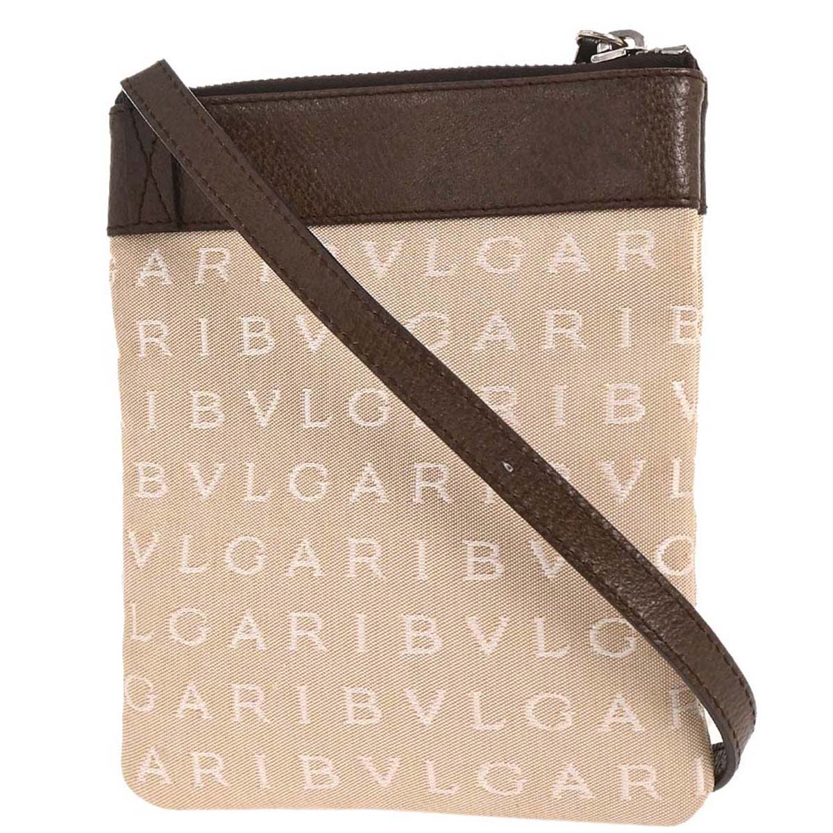 Bvlgari Beige Canvas Logomania Shoulder Bag