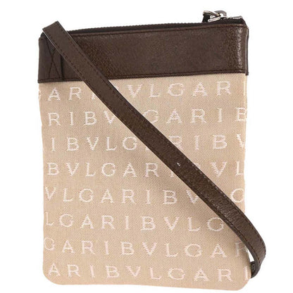 Bvlgari Beige Canvas Logomania Shoulder Bag