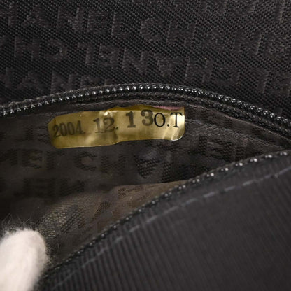 Chanel 2004-2005 Black Canvas Emblem Shoulder Bag