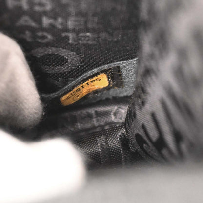 Chanel 2004-2005 Black Canvas Emblem Shoulder Bag