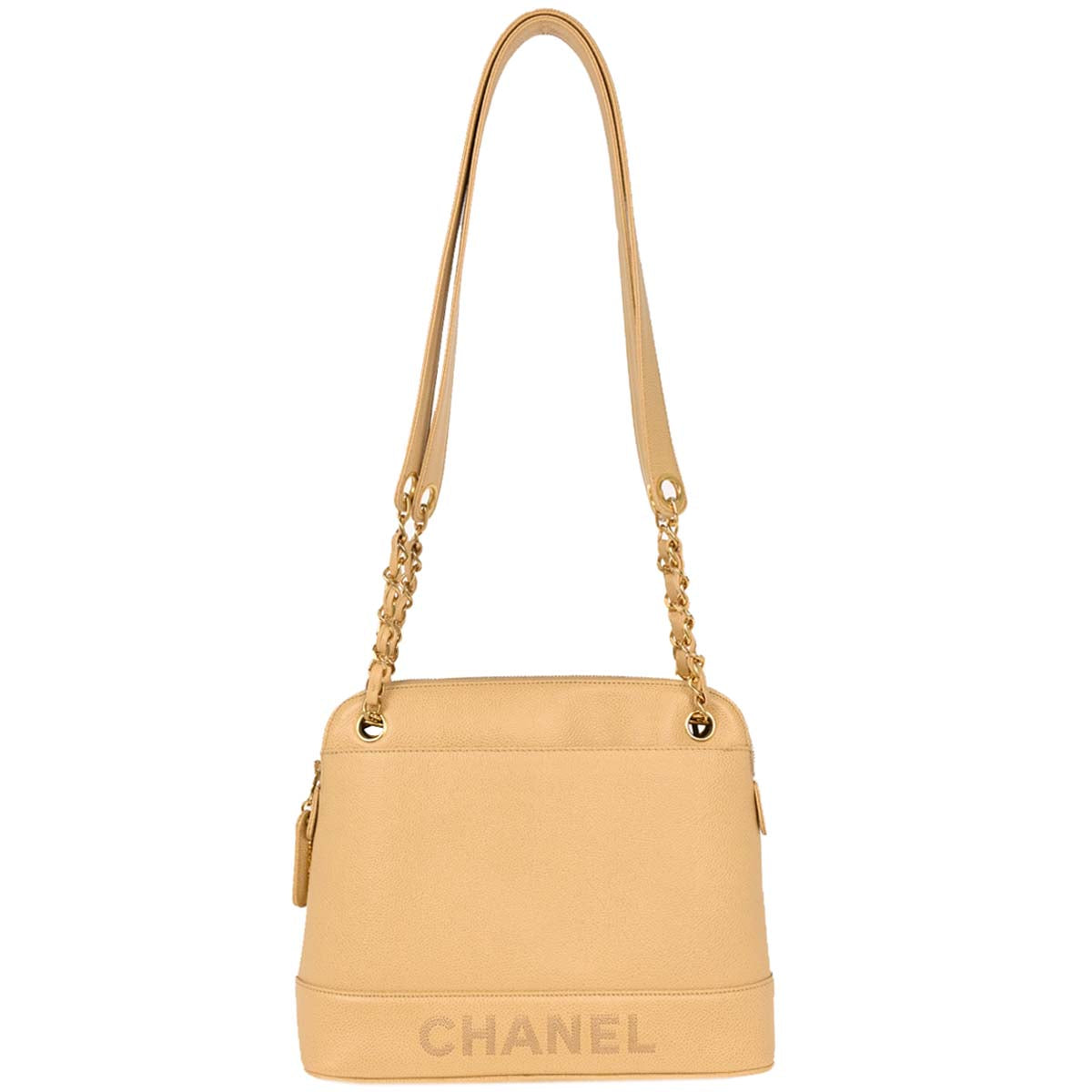 Chanel 1996-1997 Beige Caviar Shoulder Bag