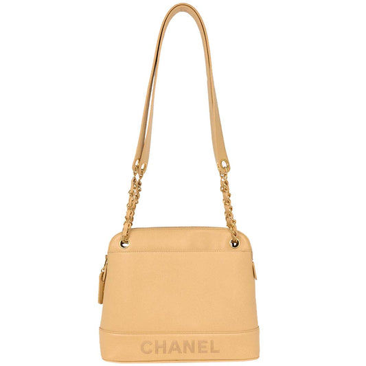 Chanel 1996-1997 Beige Caviar Shoulder Bag