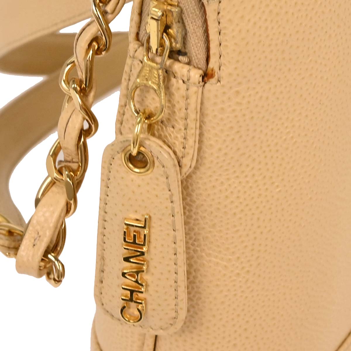 Chanel 1996-1997 Beige Caviar Shoulder Bag